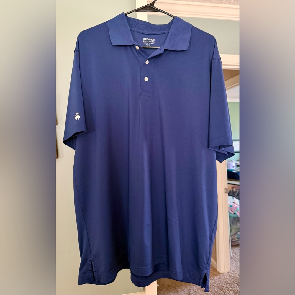 Brooks Brothers Navy Blue Polo with White Sleeve Logo
